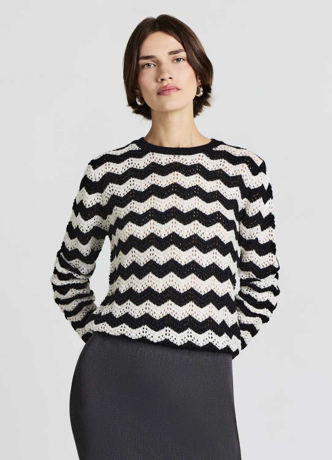 Calliope pull ajouré zigzag brillant femme