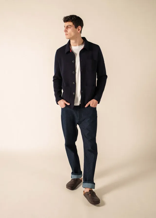 Saint James Cork veste marine 100% laine