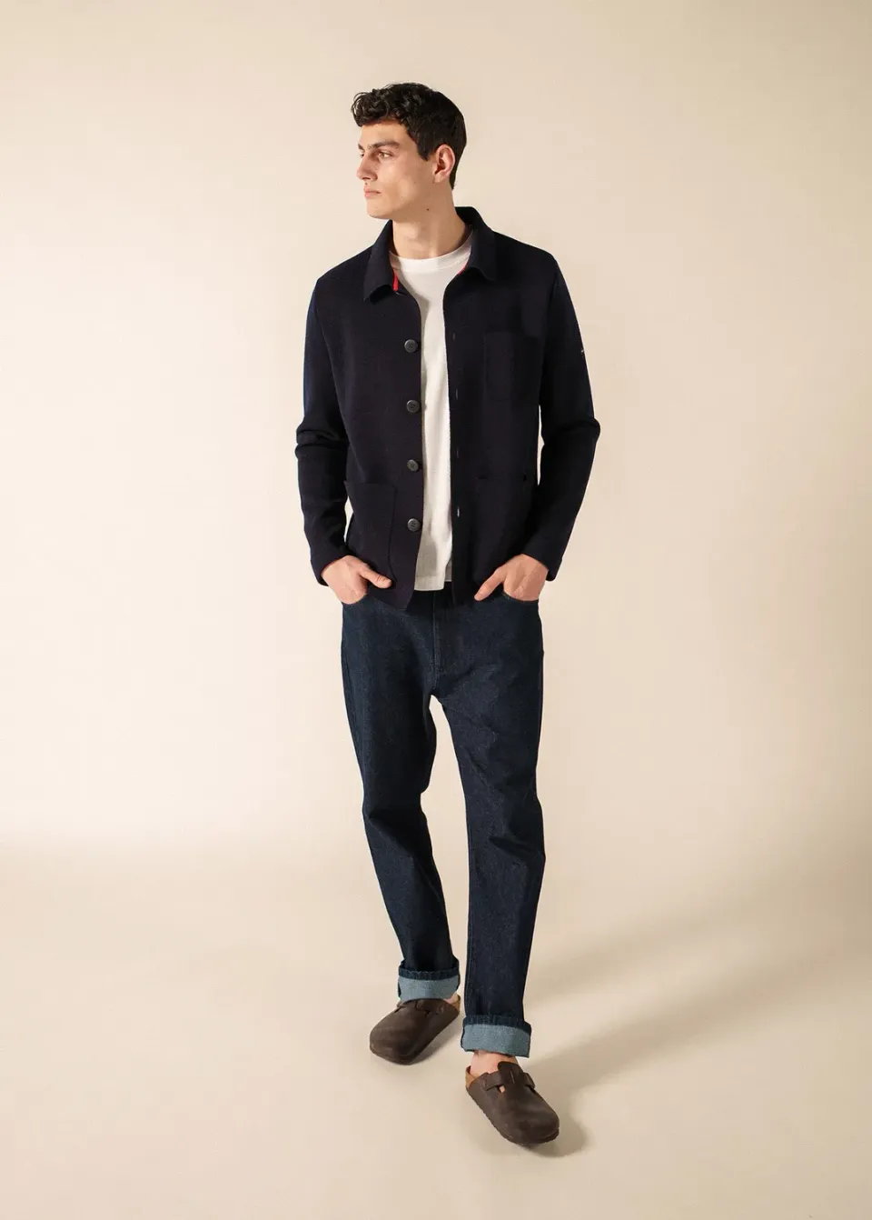 Saint James Cork veste marine 100% laine