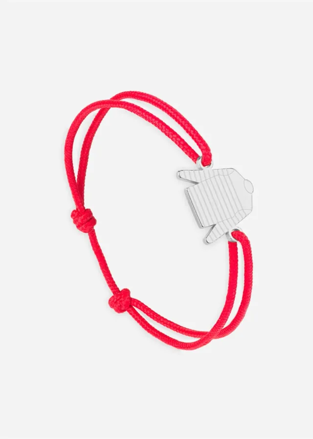 Saint James Marinière bracelet argent/rouge coton