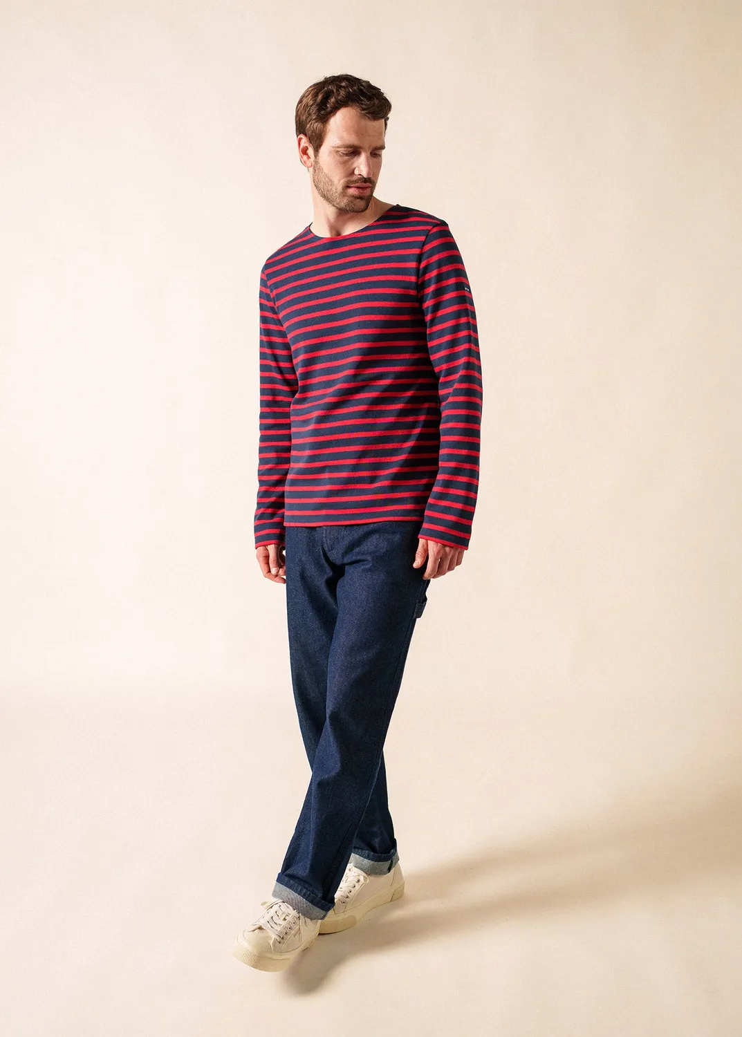Saint James Méridien marinière marine/tulipe coton