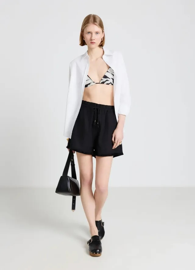 Calliope short lin franges femme taille haute