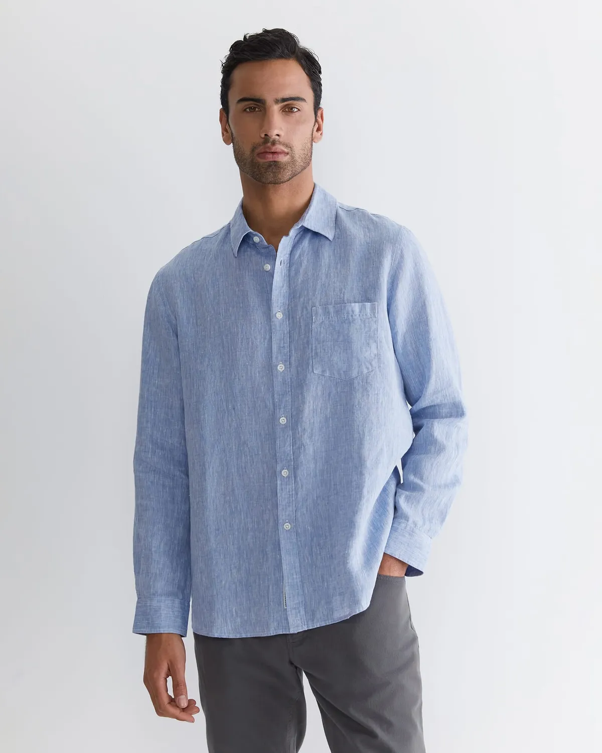 Sportscraft chemise lin manches longues homme regulier