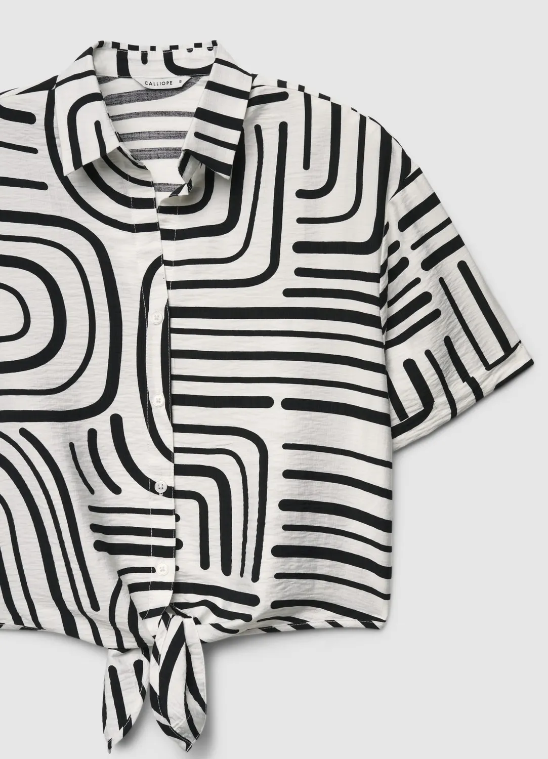 Calliope chemise nouée imprimé graphique femme manches courtes