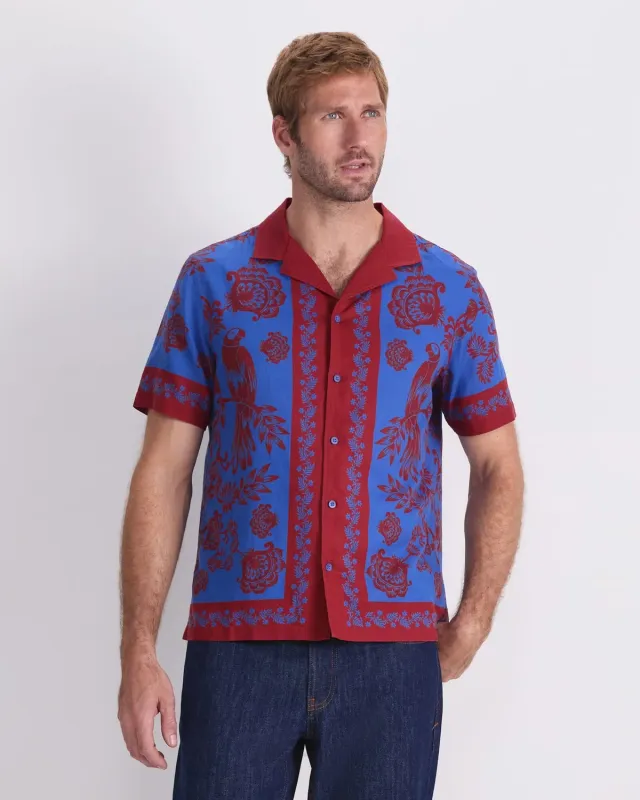 Sportscraft Mulga chemisette lin imprimé homme