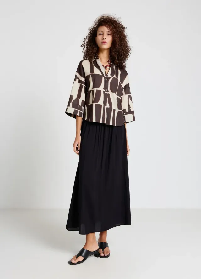 Calliope Jupe midi femme évasée taille élastique