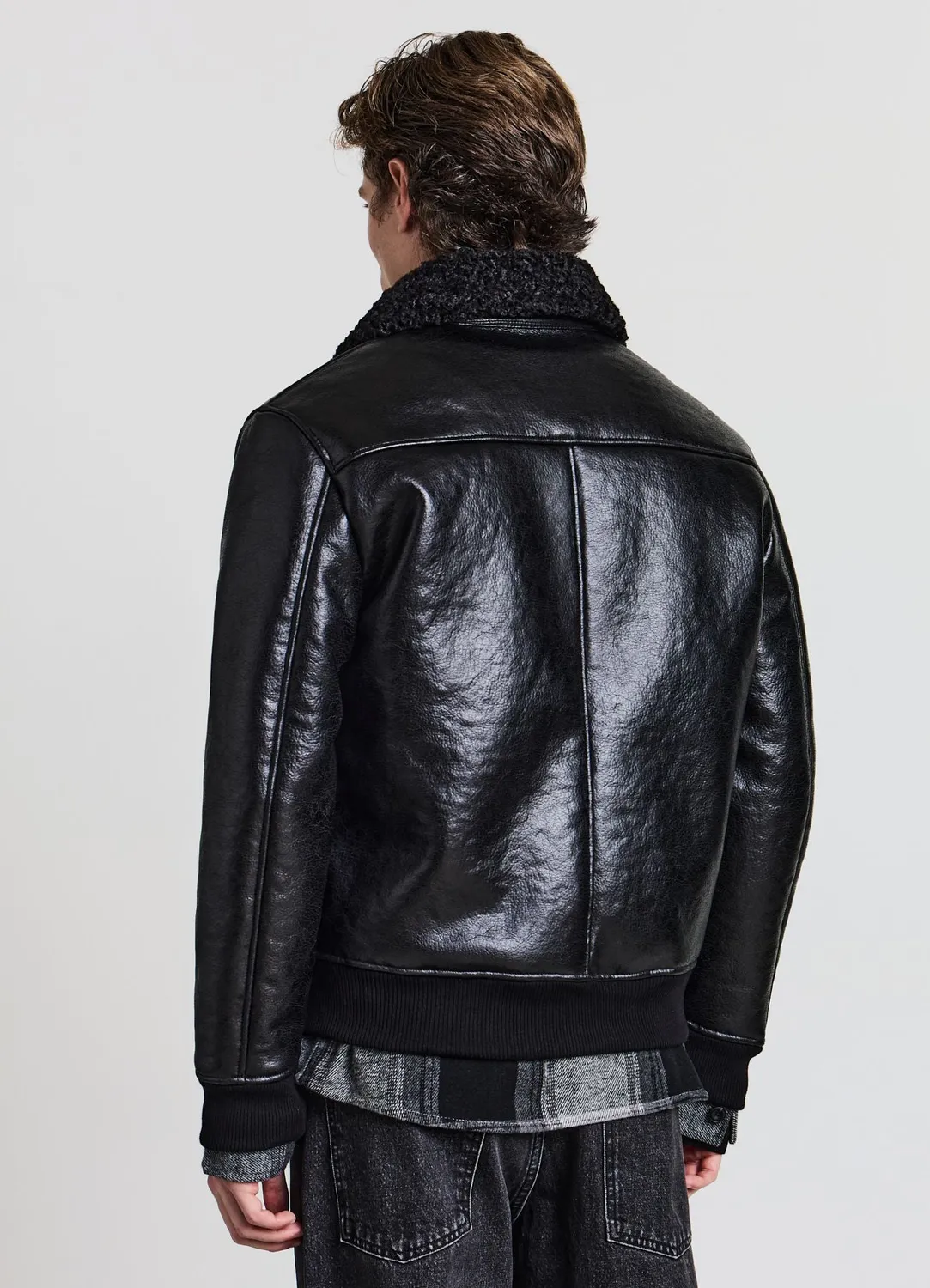 Calliope effet mouton blouson homme simili cuir