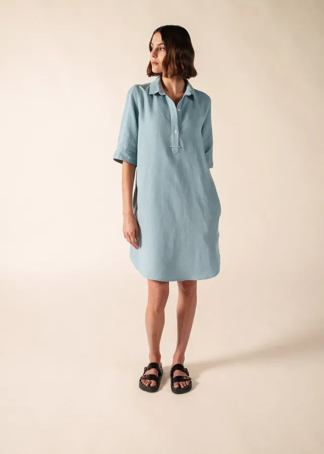 Saint James Léonie robe celeste lin lyocell