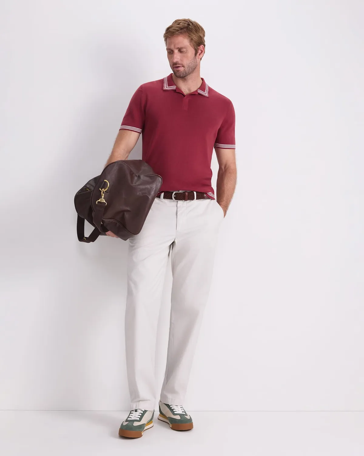 Sportscraft Finnley Knit Polo polo coton rayé homme