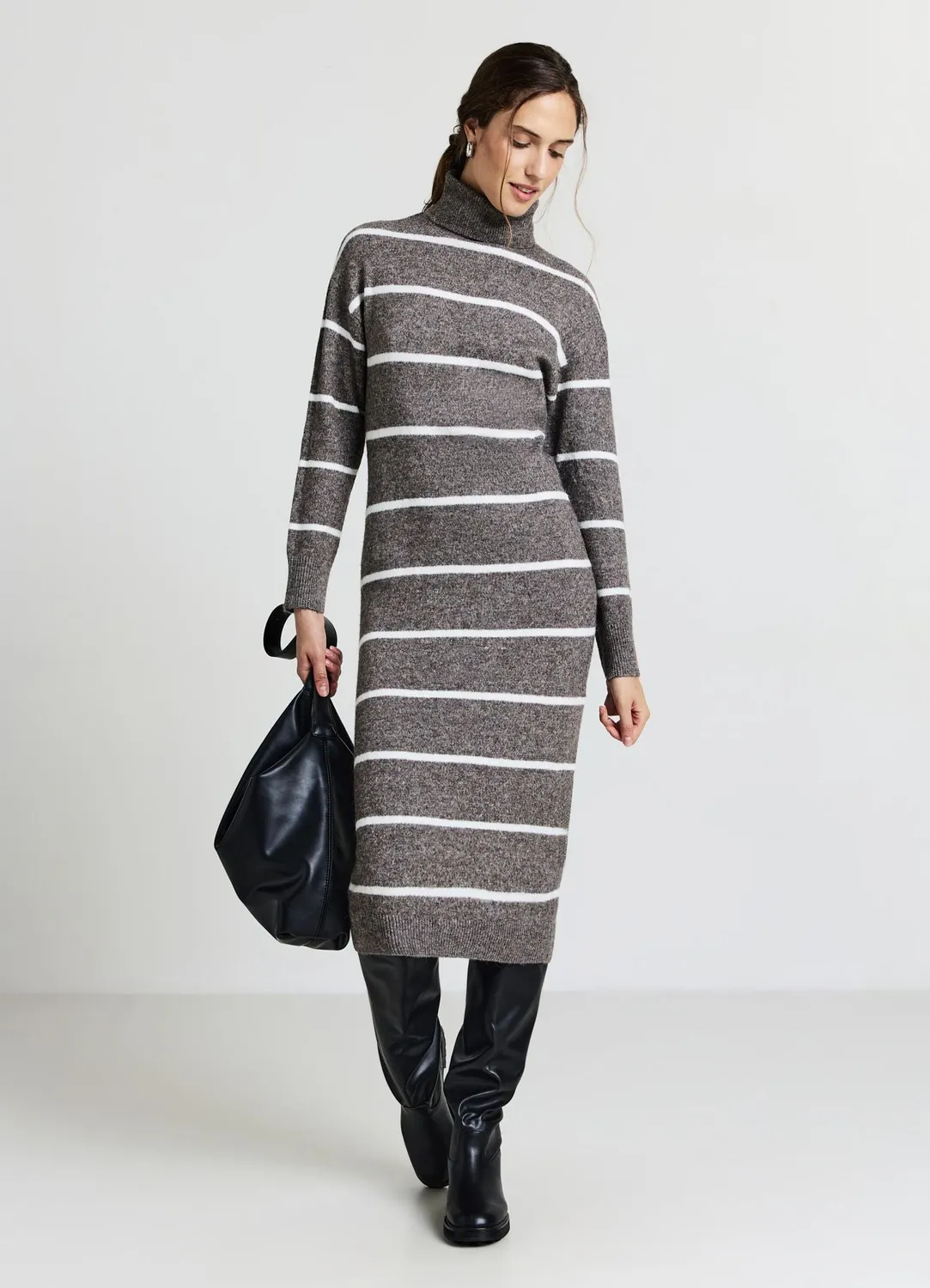 Calliope abito dolcevita robe longue rayures femme