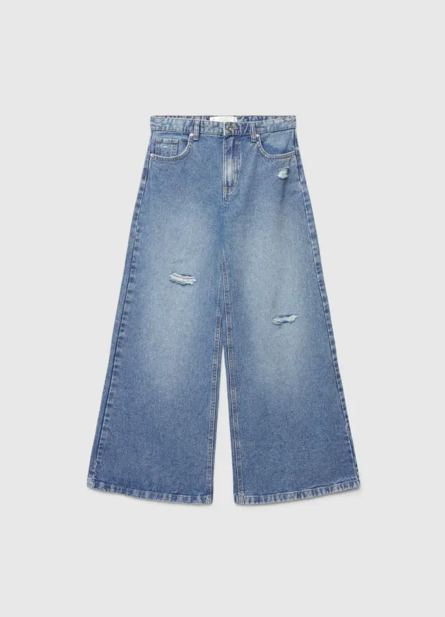 Calliope jean wide leg fille dechire taille haute