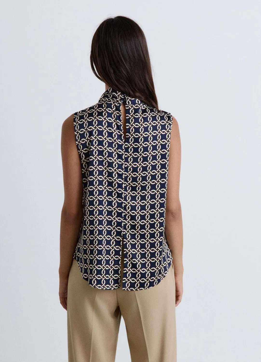 Calliope top col montant femme sans manches nœud