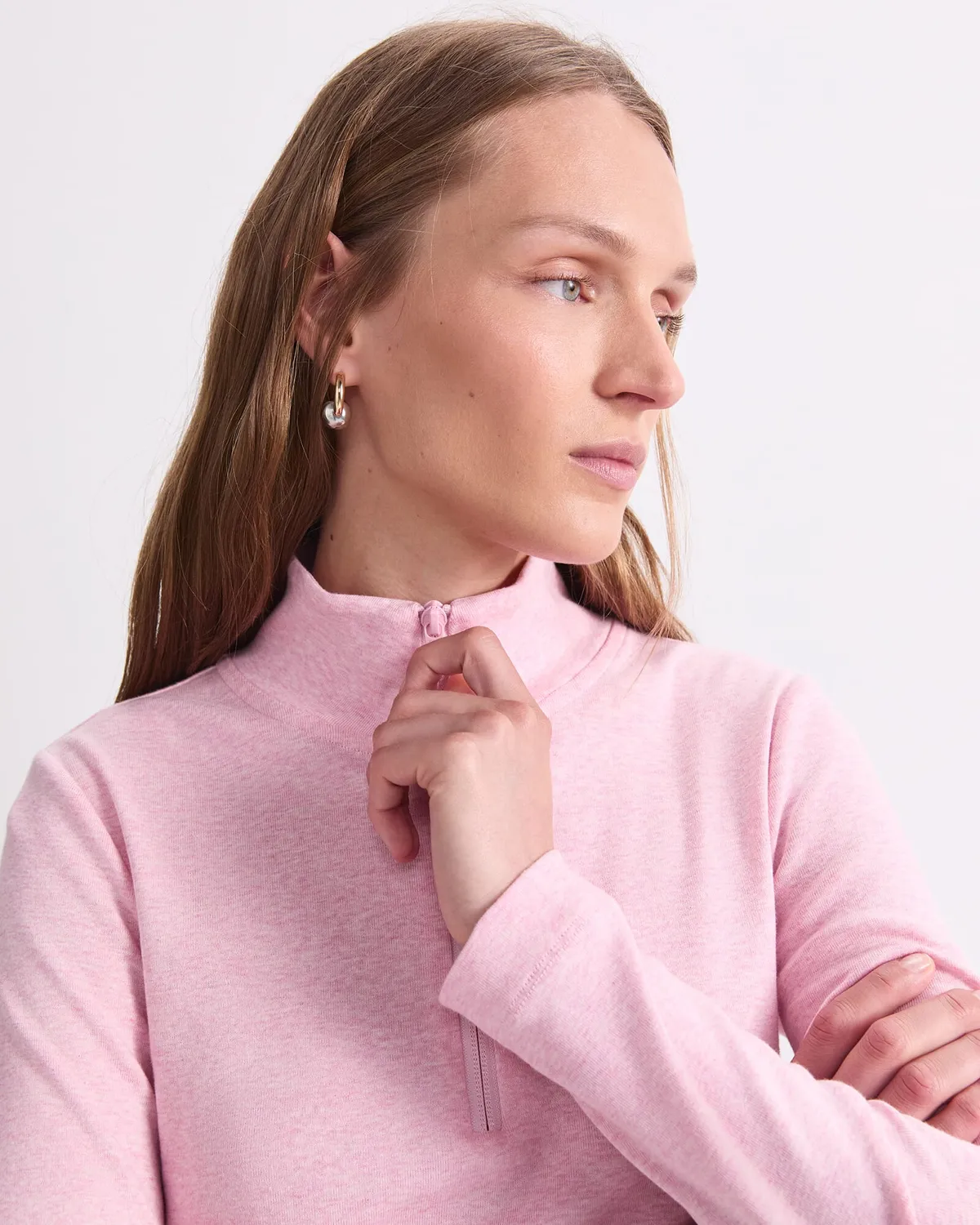 Sportscraft Lucy Zip Funnel Neck tee coton col zippé