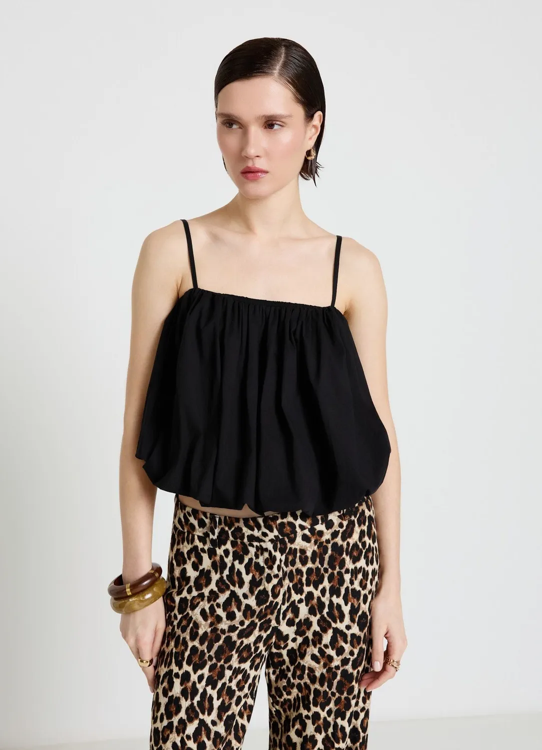 Calliope top ballon bretelles fines femme uni