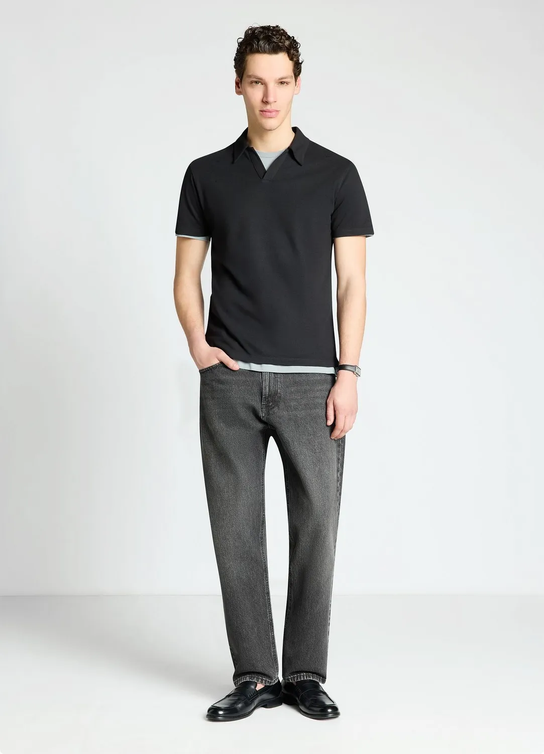 Calliope polo uni col polo manches courtes homme
