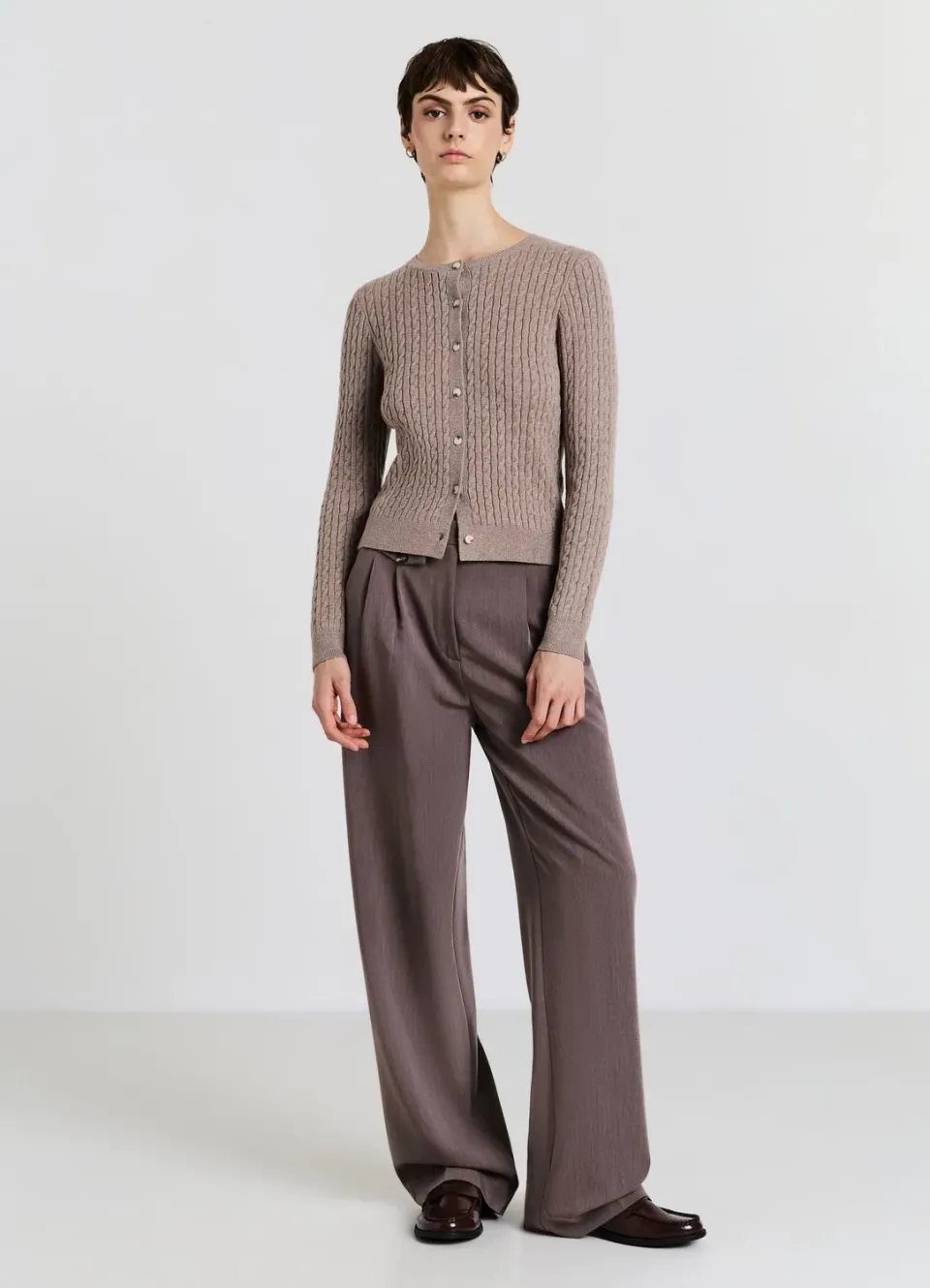 Calliope cardigan torsades boutonné col rond XS-XL