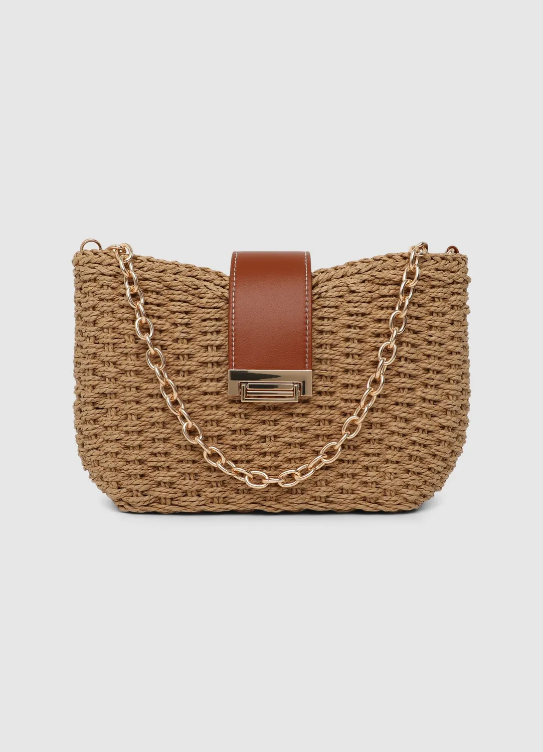 Calliope sac bandoulière paille chaîne femme 21 cm