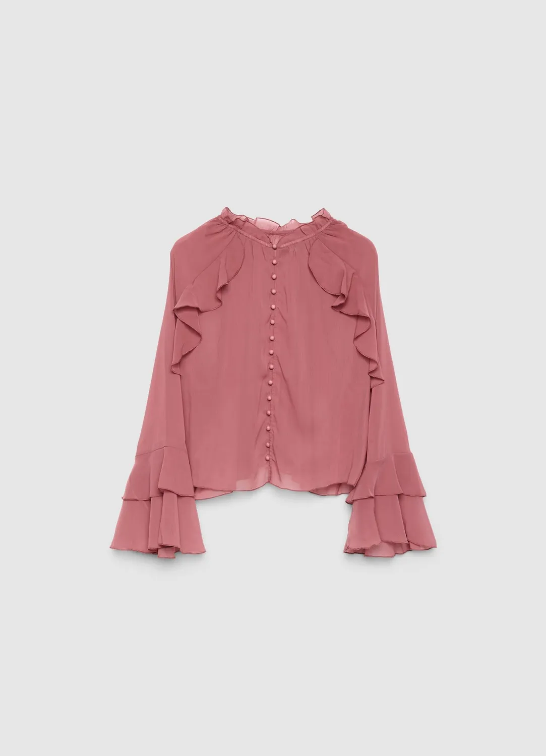 Calliope chemise femme à volants col montant boutons