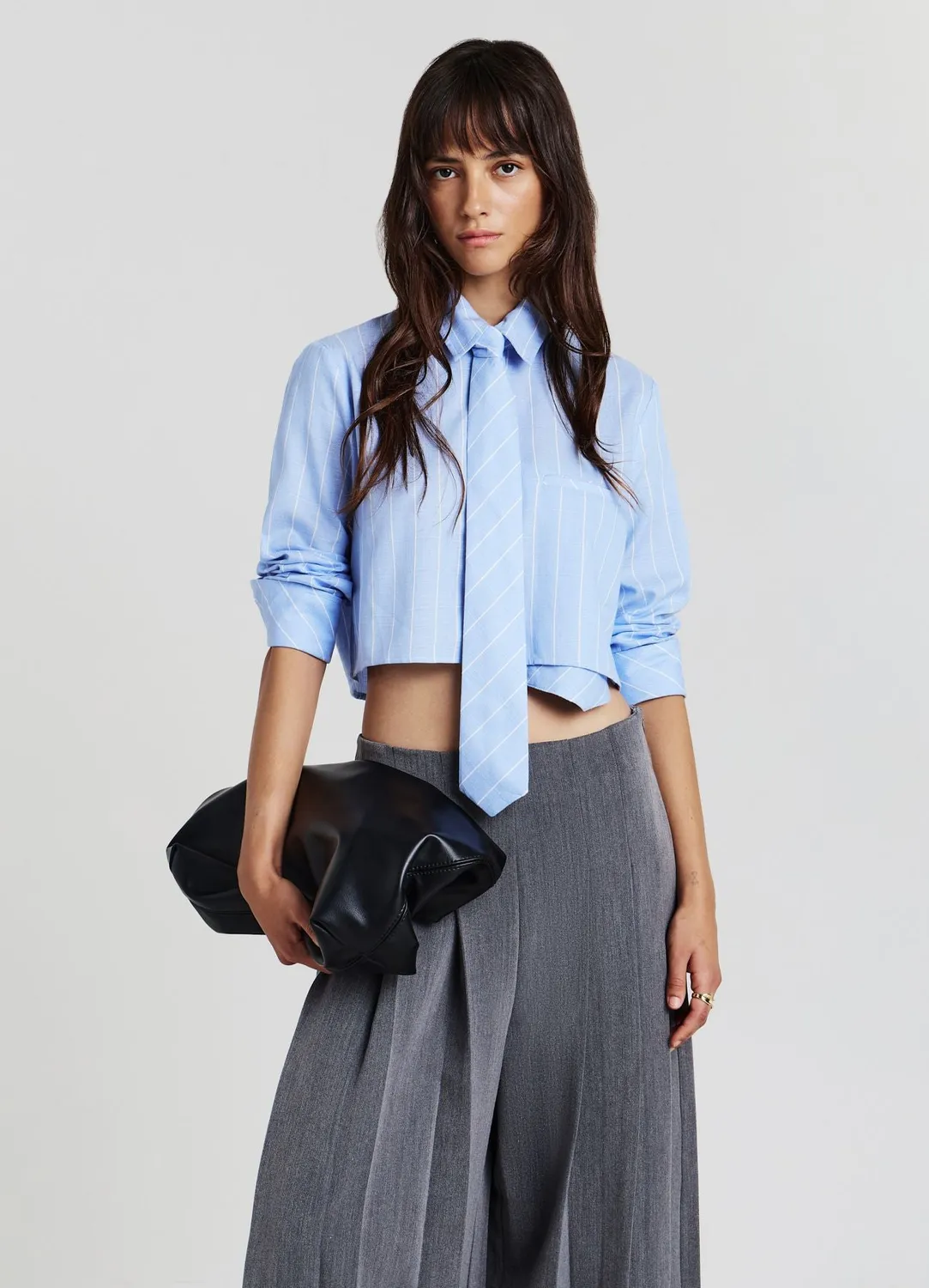 Calliope chemise crop rayures femme coton cravate