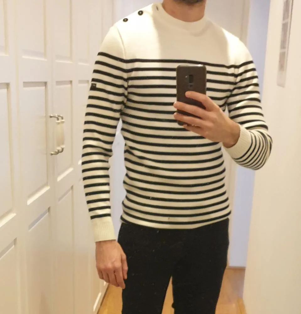Saint James Rochefort pull marin navy médoc laine