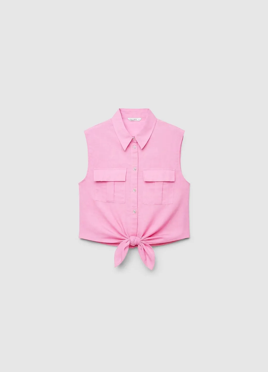 Calliope chemise sans manches lin nœud femme