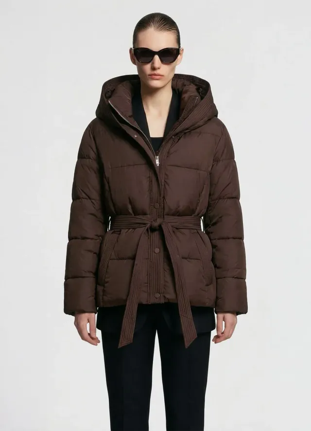 Calliope blouson matelassé capuche femme avec ceinture