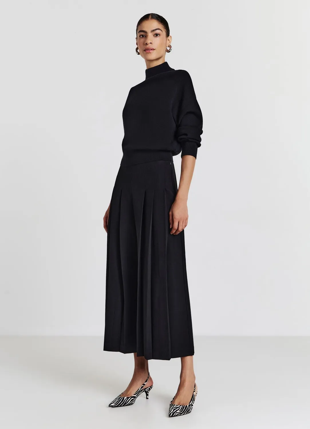 Calliope pull col roulé uni manches longues femme