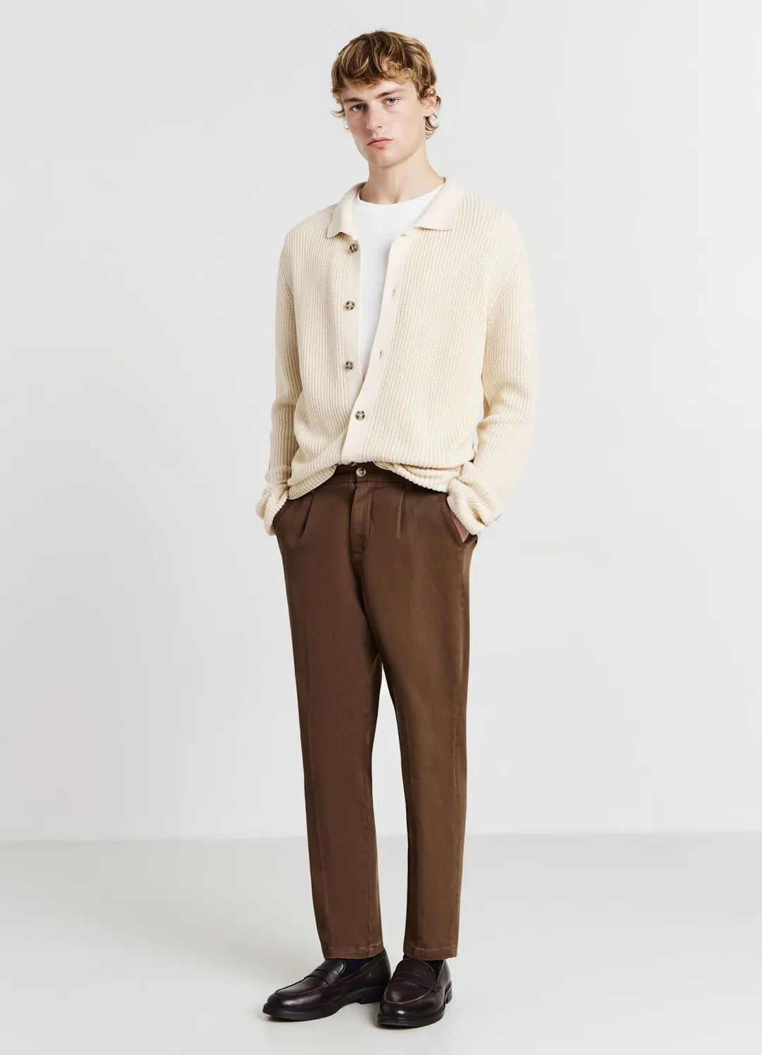 Calliope cardigan col chemise homme uni boutons