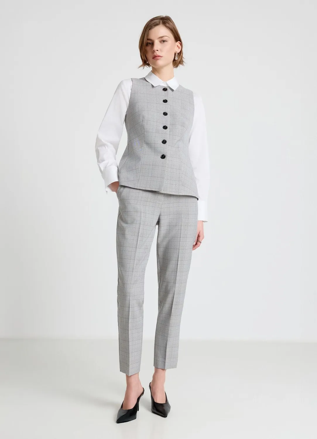 Calliope Pantalon cigarette femme prince-de-galles