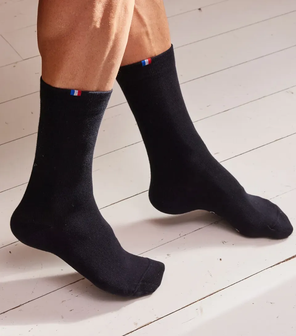 Cocorico chaussettes homme noir coton 41/46