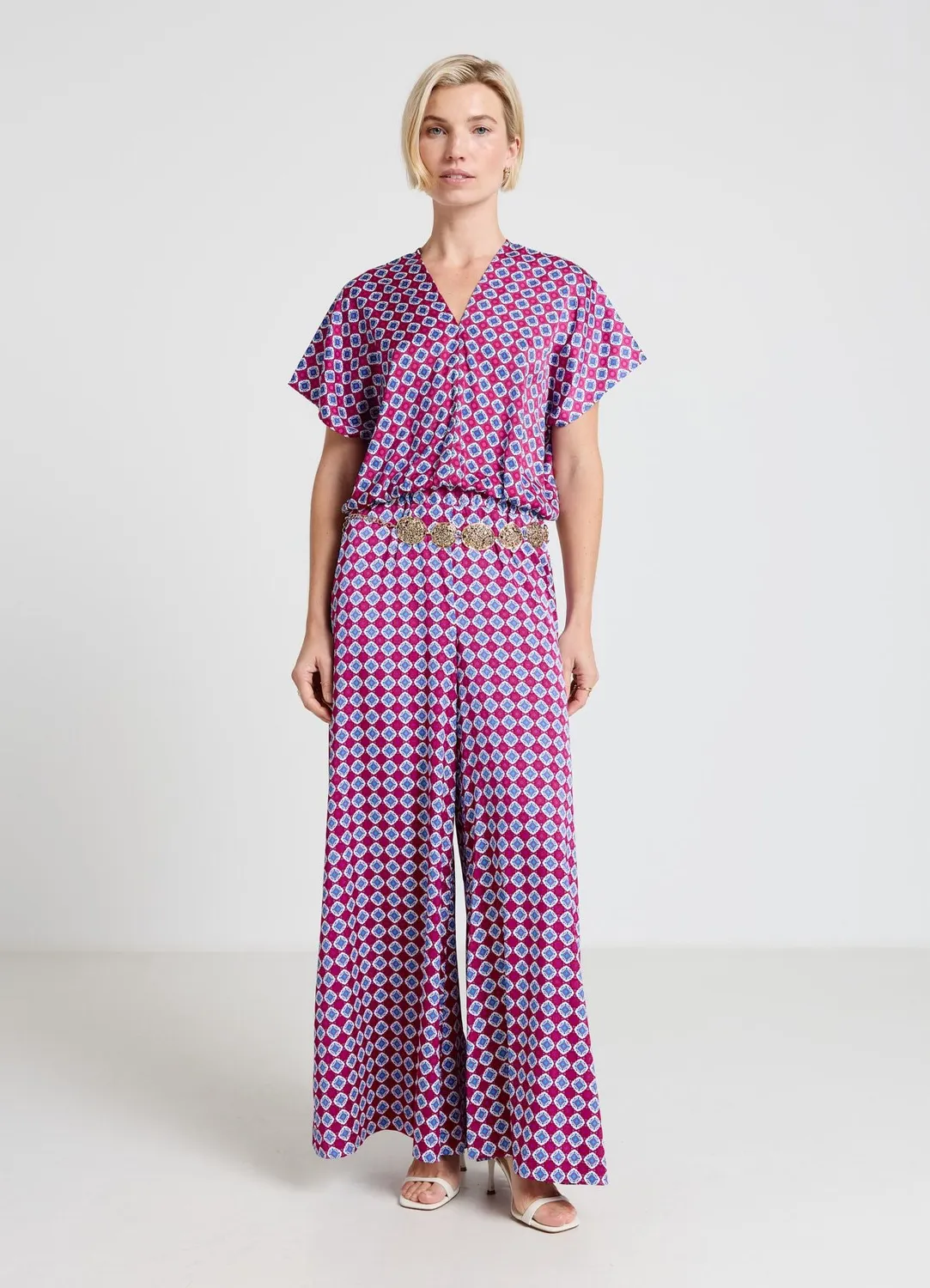 Calliope jupe-pantalon satinée femme à motifs