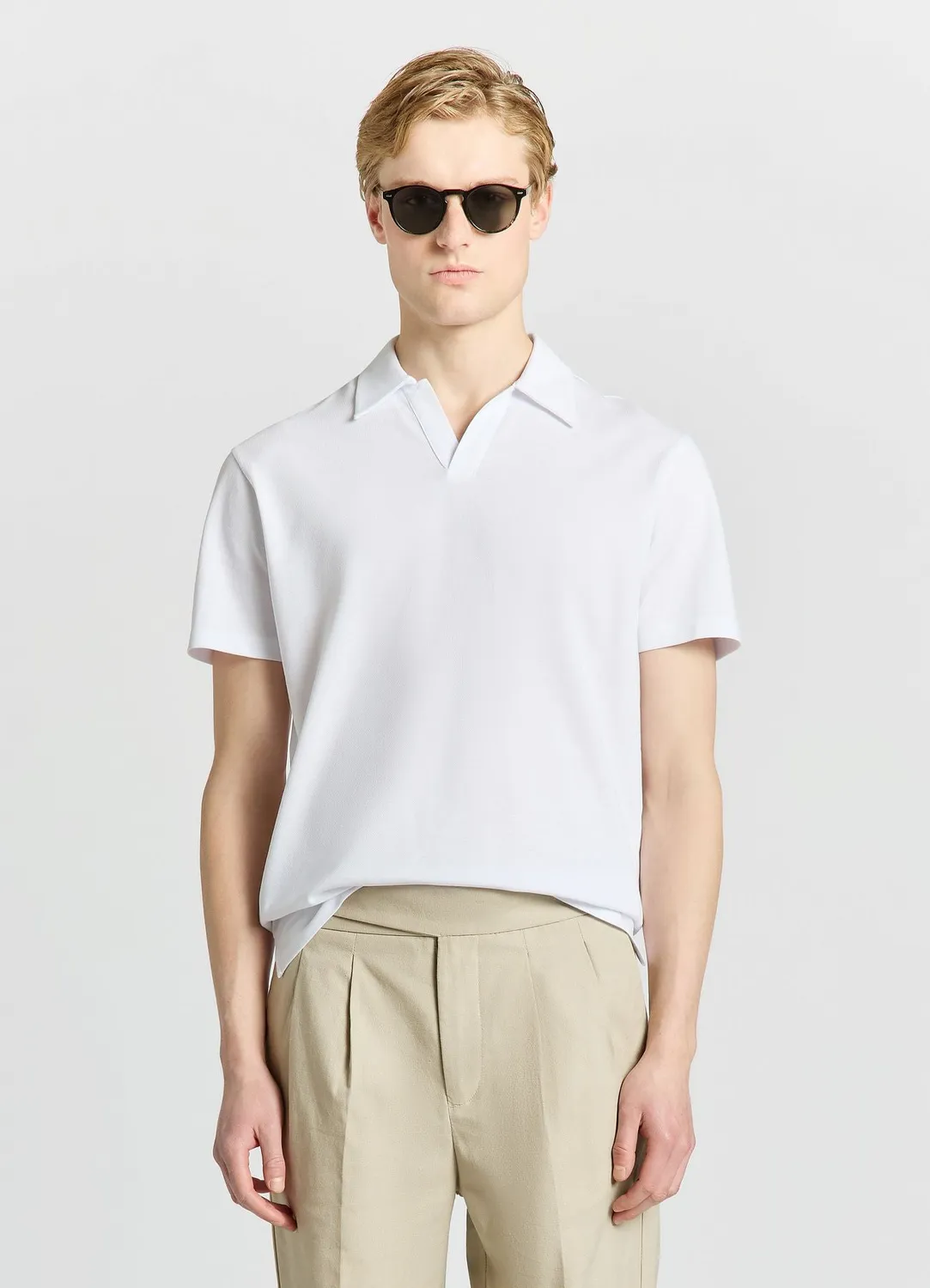 Calliope t-shirt polo homme uni sans boutons