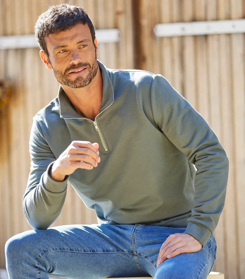 Cocorico Intemporel sweat camionneur homme sauge zippé