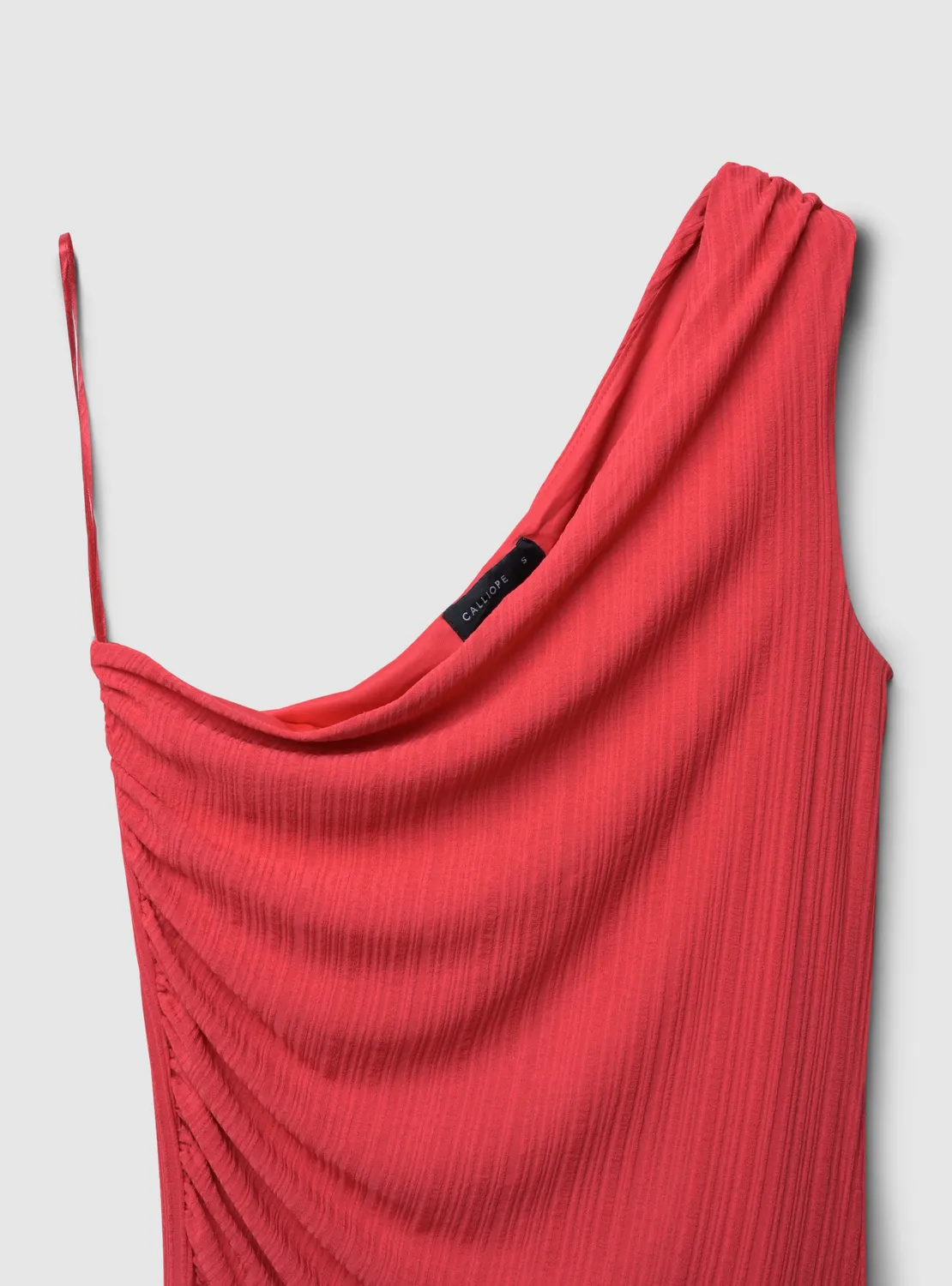 Calliope Robe longue monospalla femme unie froncée