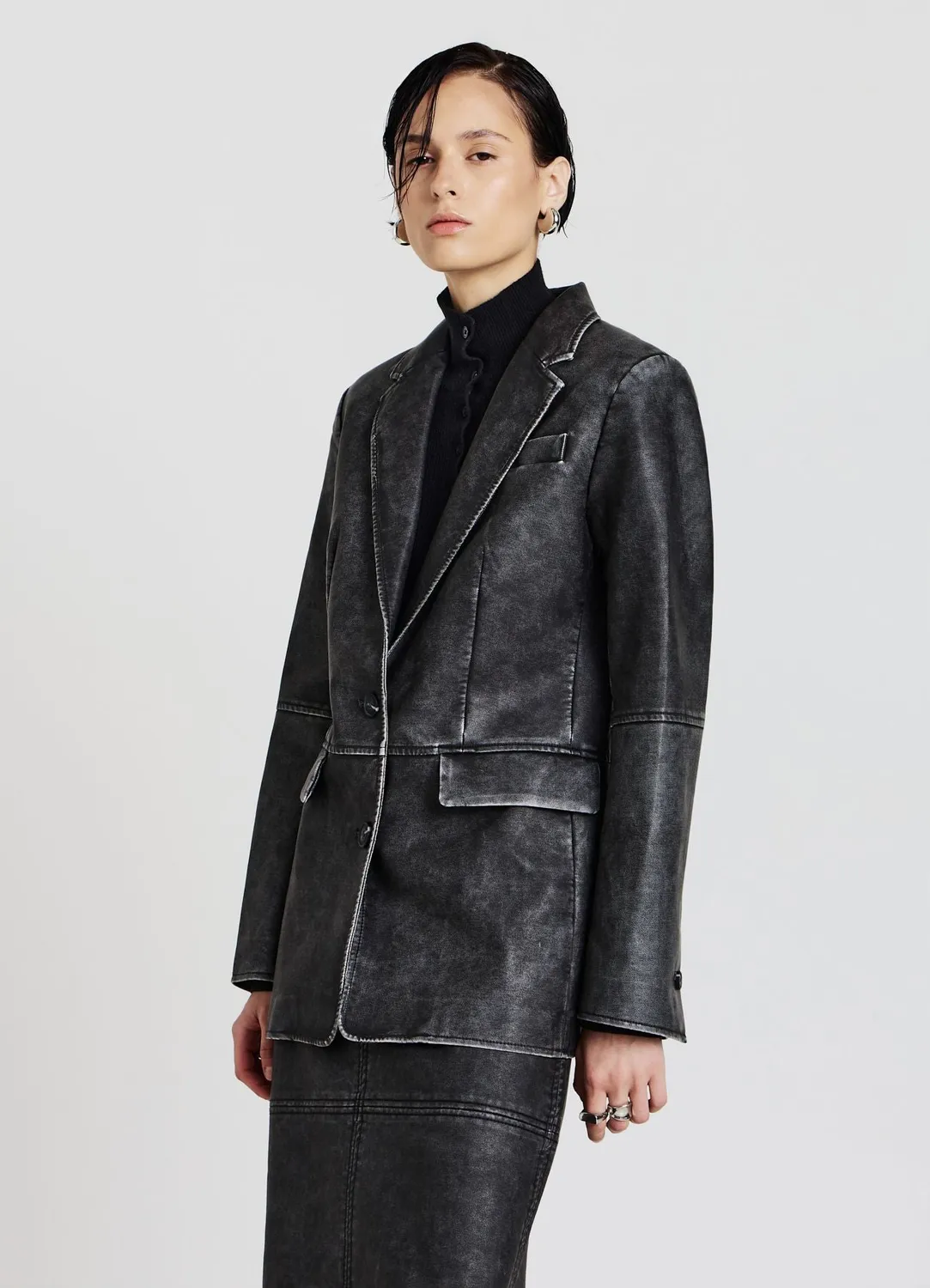 Calliope monopetto similpelle veste femme col à revers