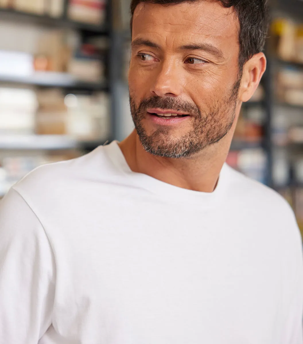 Cocorico Intemporel T-shirt Manches Longues Homme Blanc 100% coton