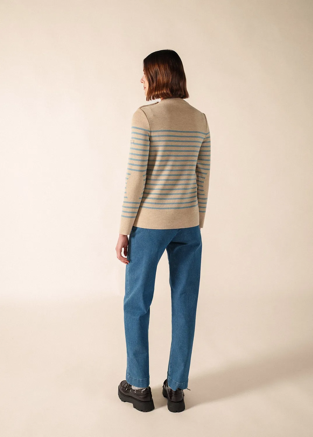 Saint James Brégançon pull marin beige céleste laine