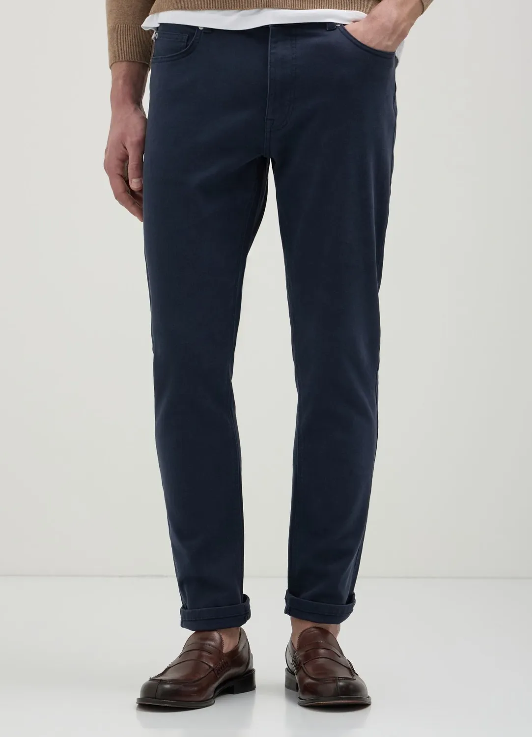 Calliope 5 poches slim pantalon homme coton uni