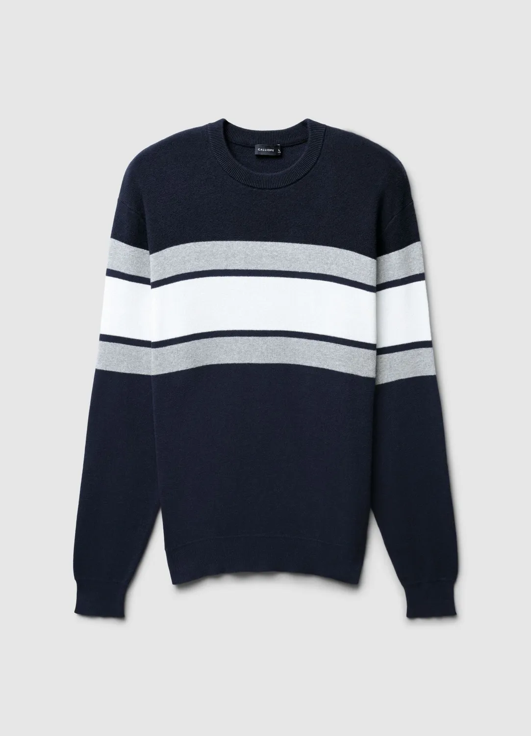 Calliope pull col rond à rayures homme manches longues