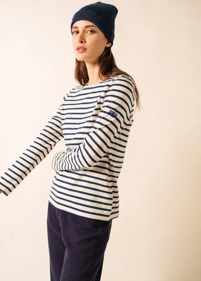 Saint James Minquidame marinière coton écru marine coupe ajustée