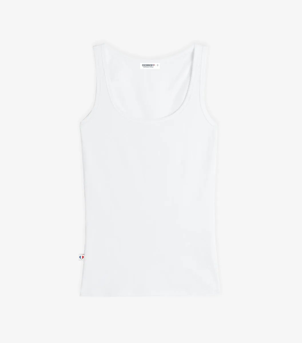 Cocorico Intemporel Blanc débardeur femme blanc coton