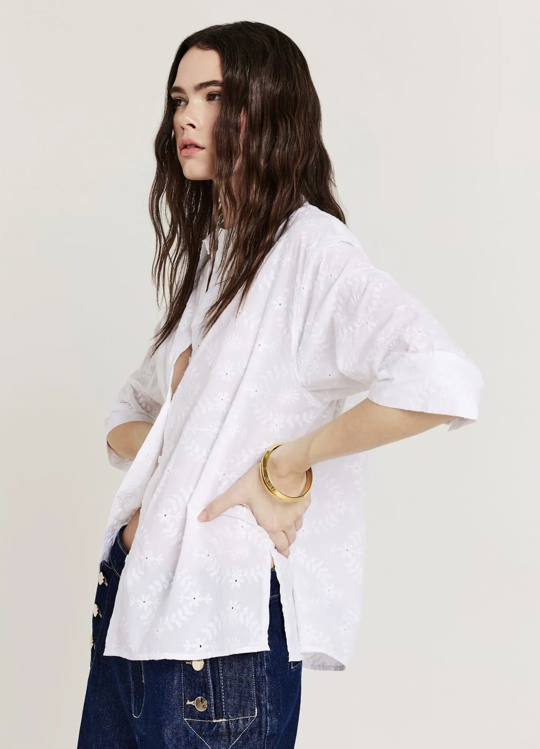 Calliope chemise sangallo broderie chemise oversize femme