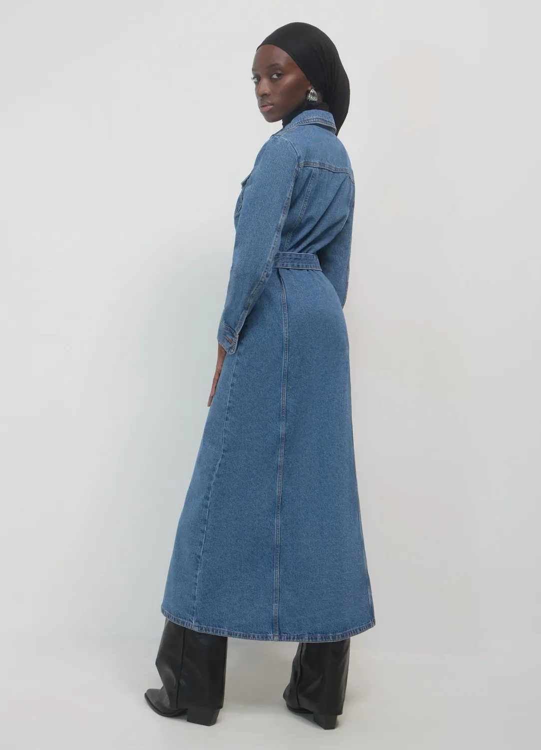 Calliope robe chemise denim femme à ceinture