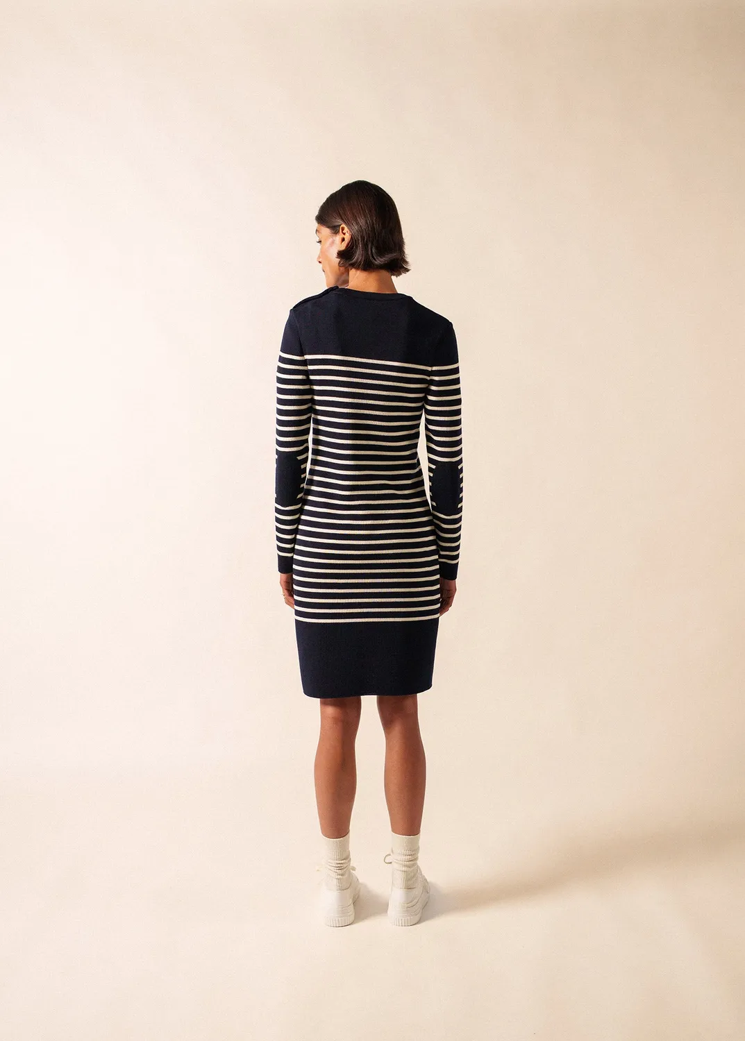 Saint James Grande Marée robe laine navy écume