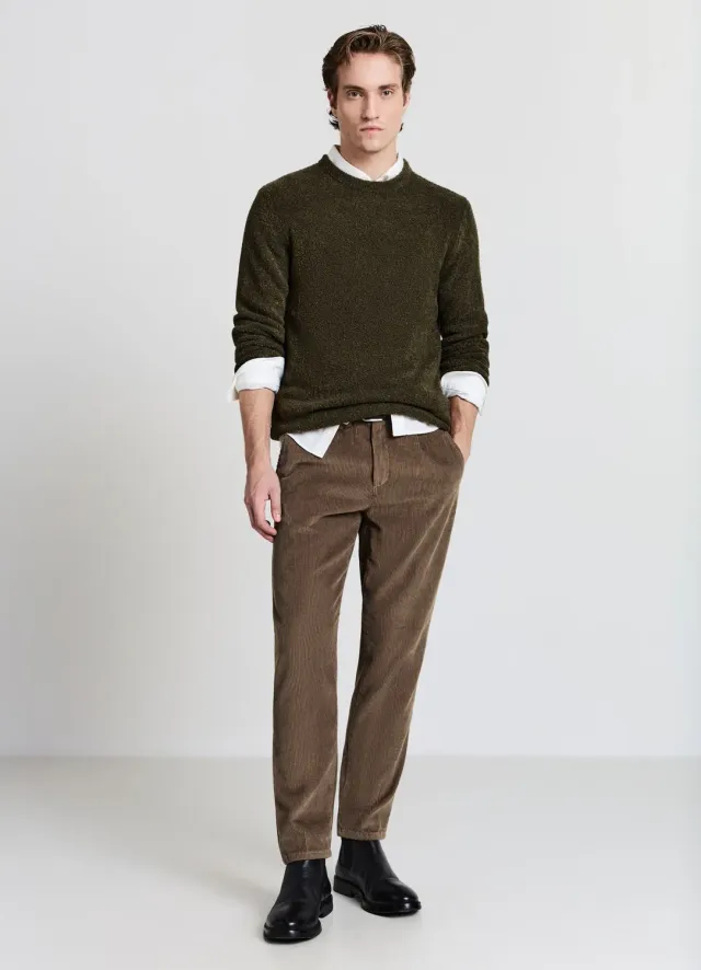 Calliope pull bouclé homme col rond uni coupe regular