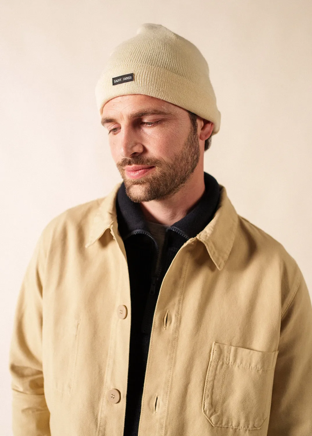 Saint James bonnet de quart écru 100% laine