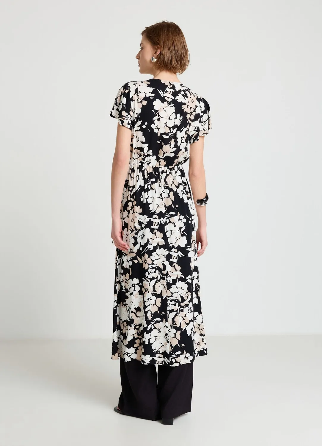 Calliope robe midi femme fleurs col V