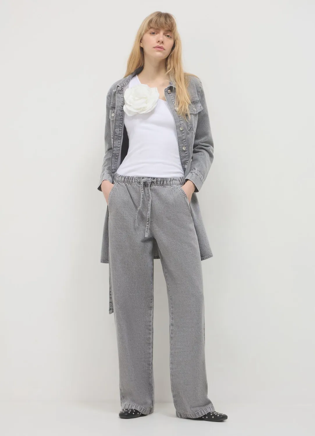 Calliope jogger denim femme cordon