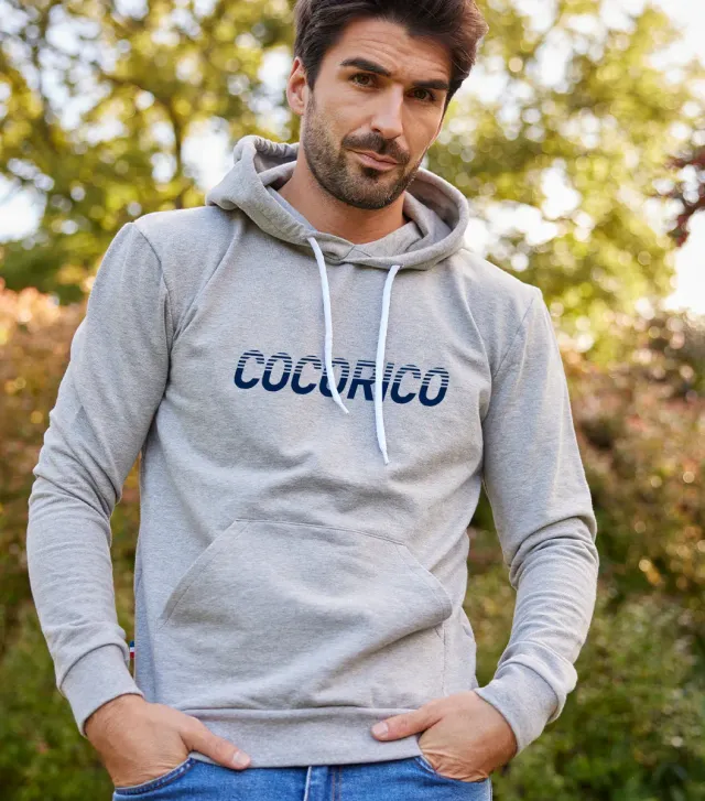 Cocorico Performance sweat à capuche gris homme coton