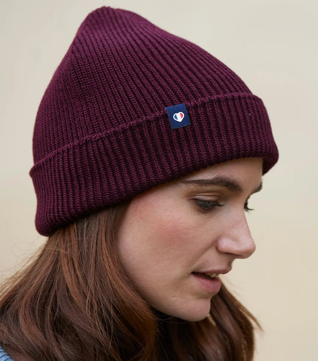 Cocorico Bonnet Bordeaux bonnet laine mérinos